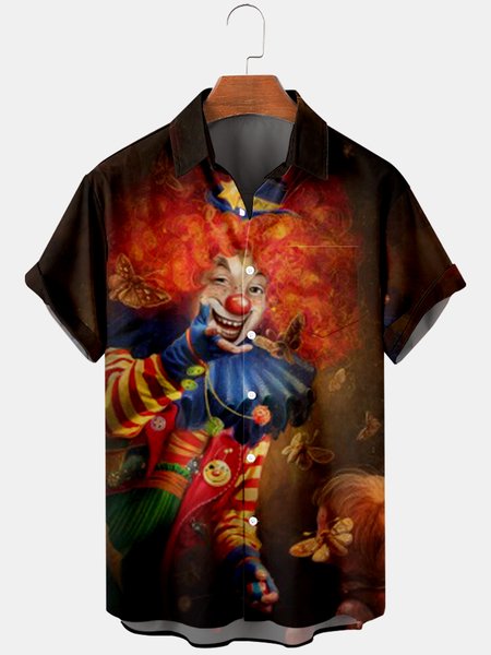 Mens Circus Joker Print Casual Breathable Chest Pocket Short Sleeve Hawaiian Shirts, Brown, Men's Floral shirt
Mens Circus Joker Print Casual Breathable Chest Pocket Short Sleeve Hawaiian Shirts, Brown, Men's Floral shirt