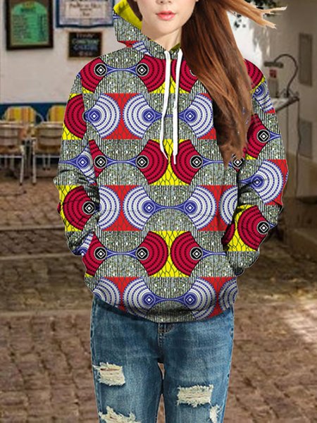 Loosen V Neck Printed Sweatshirt, Multicolors, Sweatshirts & Hoodies