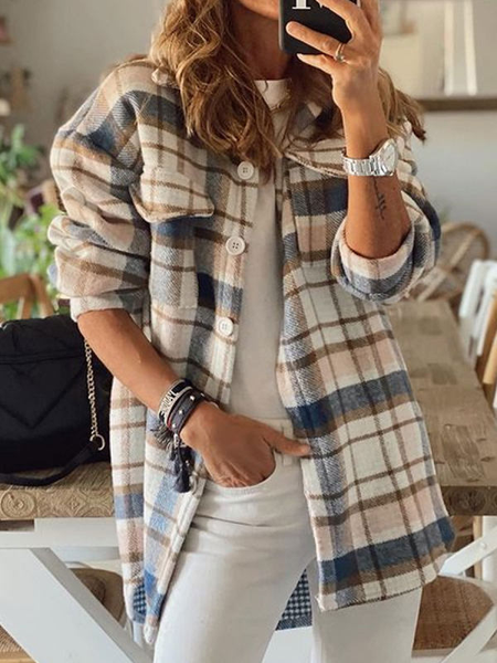 Casual Loosen Lapel Outerwear, Multicolor, Outerwear