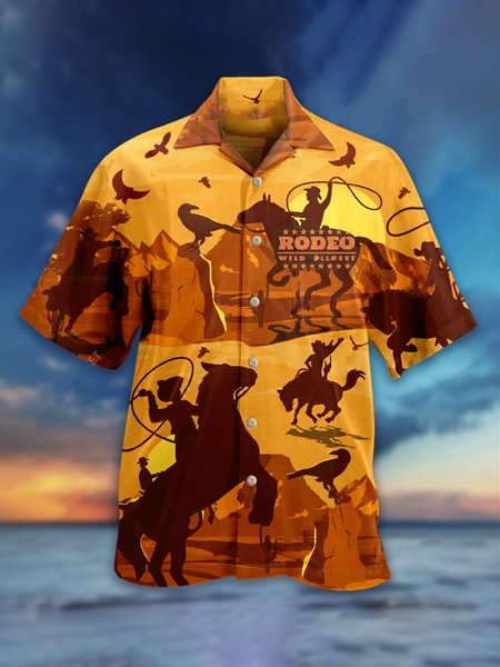 Shirt Collar Short Sleeve Shirts & Tops, As picture, Men's Floral shirt