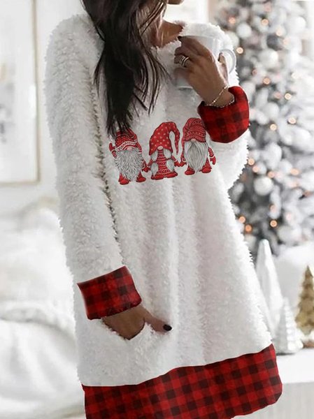 Loosen Cotton Casual Dresses, White, Mini Dresses