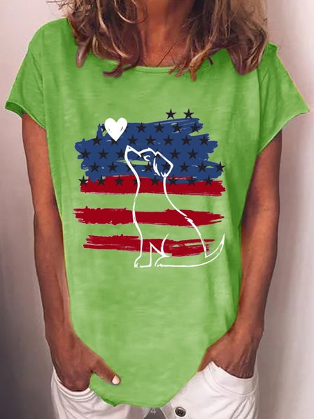 Funny dog print round neck short sleeve T-shirt, Green, T-shirts
Funny dog print round neck short sleeve T-shirt, Green, T-shirts