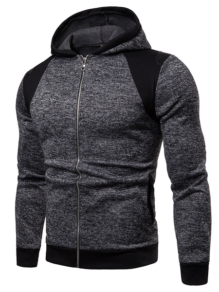 Hooded Cotton Blends Long Sleeve Knit Coat, Deep gray, Outerwear