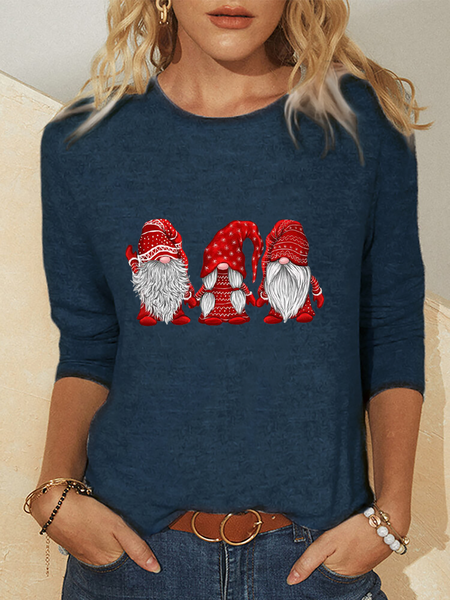 Plus size Casual Christmas T-shirt, Blue, T-Shirts