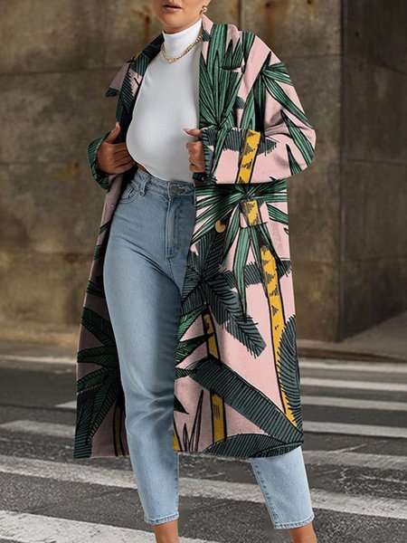 Long sleeve Lapel Elegant Work Outerwear, Green, Coats