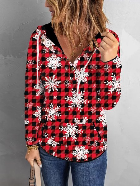 Christmas Casual Loosen Cotton Blends Sweatshirt, Red, Hoodies & Sweatshirts