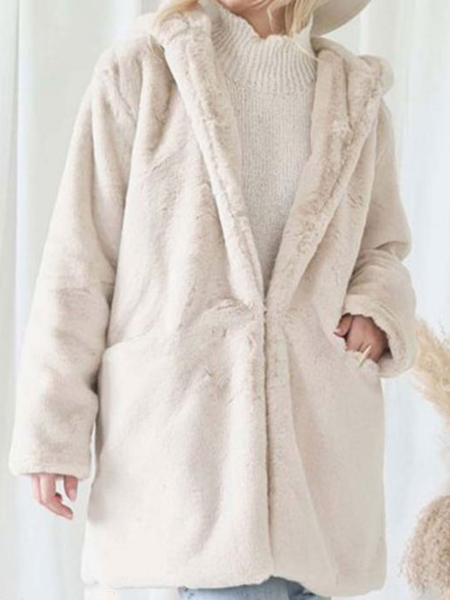 Long sleeved hat rabbit hair warm and loose medium and long Plush coat, White, Coats
Long sleeved hat rabbit hair warm and loose medium and long Plush coat, White, Coats