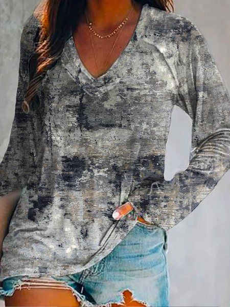 Regular Fit Casual V Neck Shirts & Tops, Multicolor, T-Shirts