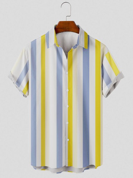 Mens Classic Striped Print Round Hem Loose Short Sleeve Shirts, White, Men's Floral shirt
Mens Classic Striped Print Round Hem Loose Short Sleeve Shirts, White, Men's Floral shirt
