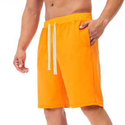 Plain Casual Pants, Orange, Men's shorts