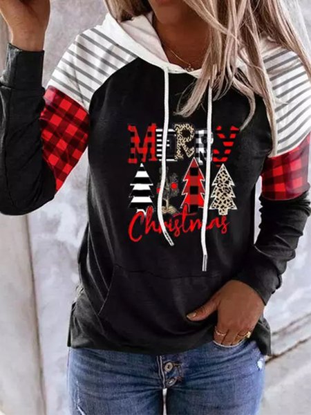 Casual Checked/Plaid Sweatshirt, Red, Hoodies & Sweatshirts