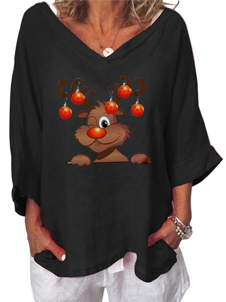 Cotton Animal Casual Shirts & Tops, Black, T-Shirts