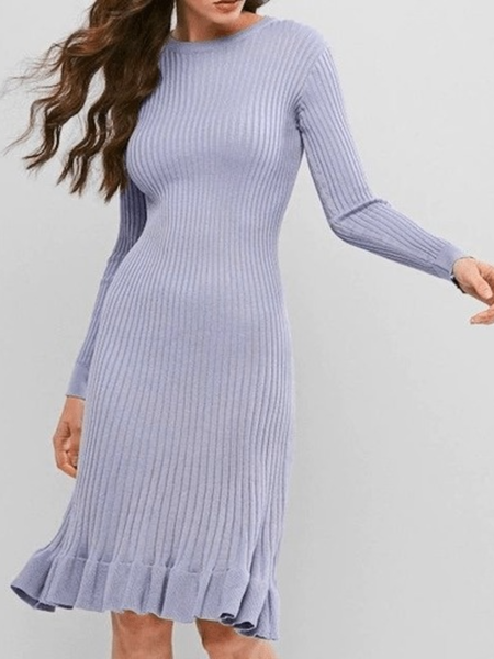 Winter Crew Neck Slim Fit Solid High Stretch Date Daily Dresses, Blue, Midi Dresses
Winter Crew Neck Slim Fit Solid High Stretch Date Daily Dresses, Blue, Midi Dresses