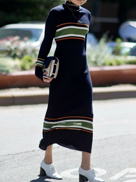 Casual Dresses A woolly turtleneck with a striped straight sleeve dress, Black, Casual Dresses
Casual Dresses A woolly turtleneck with a striped straight sleeve dress, Black, Casual Dresses