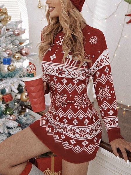 Statement Christmas Snowman Dresses, As picture, Mini Dresses