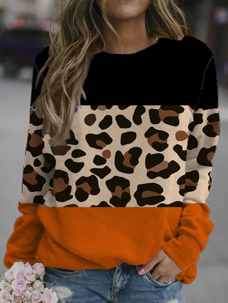 Casual Leopard Print Contrast Round Neck Sweatshirt, As picture, Hoodies&Sweatshirts
Casual Leopard Print Contrast Round Neck Sweatshirt, As picture, Hoodies&Sweatshirts