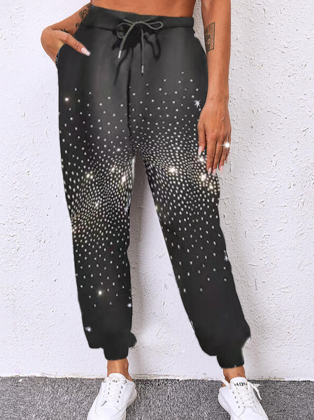 Print Long Casual Pants, Black, Pants
Print Long Casual Pants, Black, Pants