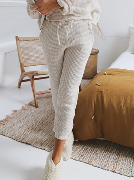 Regular Fit Plain Pants, Apricot, Pants