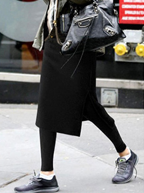 Daily Cotton Loosen two pieces Pants, Black, Skirts