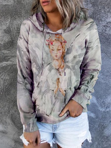 Figure Hooded Sweatshirt, Gray, Hoodies&Sweatshirts