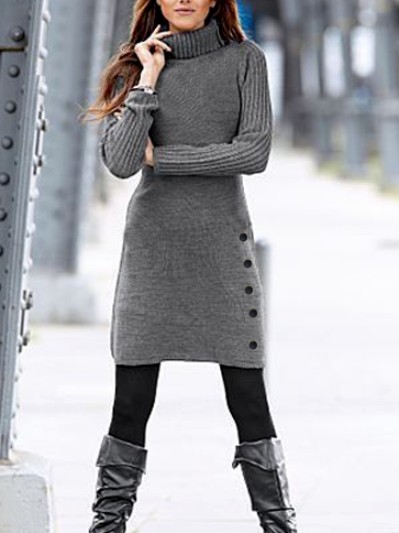 Regular Fit Plain High Neck Dresses Grey buttoned woolen pitted dress, Deep gray, Casual Dresses
Regular Fit Plain High Neck Dresses Grey buttoned woolen pitted dress, Deep gray, Casual Dresses