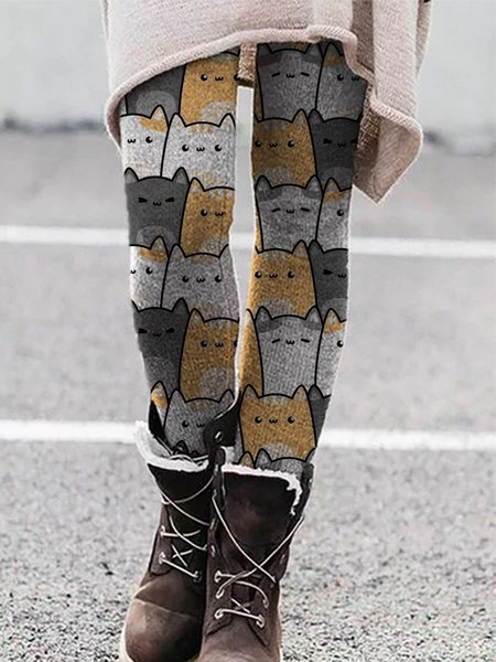 Casual Animal Pants, Multicolor, Leggings