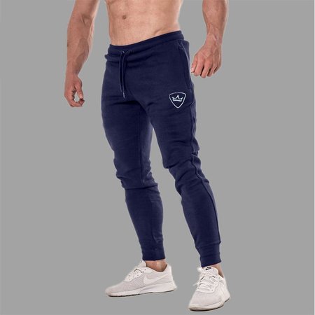 Men's Casual Solid Color Drawstring Trousers, Purplish blue, Pants