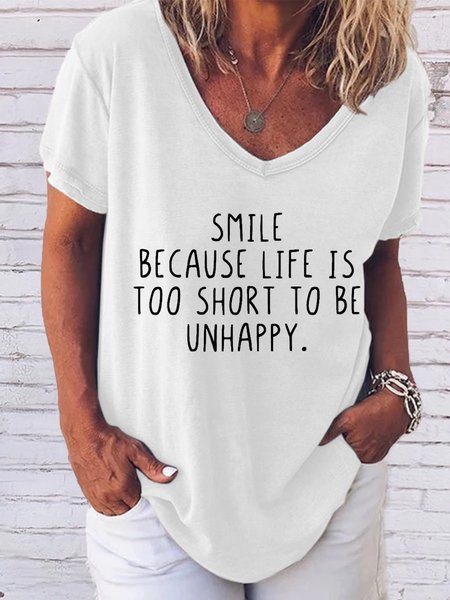 Inspirational text printed V-neck short-sleeved T-shirt, White, Hoodies&Sweatshirts
Inspirational text printed V-neck short-sleeved T-shirt, White, Hoodies&Sweatshirts