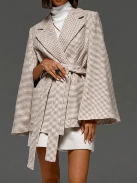 Winter Elegant Loosen Lapel Long sleeve Daily Work Formal Outerwear, As picture, Coats