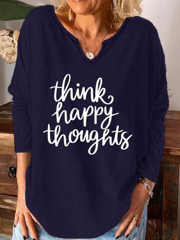 Casual Think Good Thoughts V Neck Shirts & Tops, Purplish blue, Hoodies&Sweatshirts
Casual Think Good Thoughts V Neck Shirts & Tops, Purplish blue, Hoodies&Sweatshirts