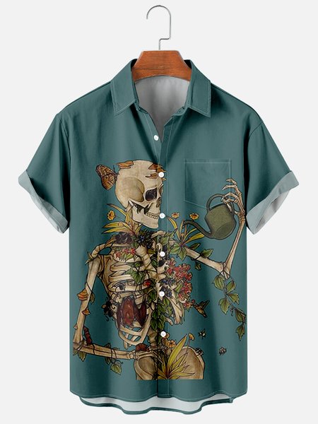 Mens Skull Print Casual Breathable Chest Pocket Short Sleeve Shirts, Blue, Men's Floral shirt
Mens Skull Print Casual Breathable Chest Pocket Short Sleeve Shirts, Blue, Men's Floral shirt