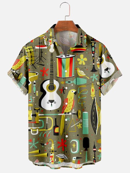 Mens Music Print Casual Breathable Chest Pocket Short Sleeve Hawaiian Shirts, Gray, Men's Floral shirt
Mens Music Print Casual Breathable Chest Pocket Short Sleeve Hawaiian Shirts, Gray, Men's Floral shirt