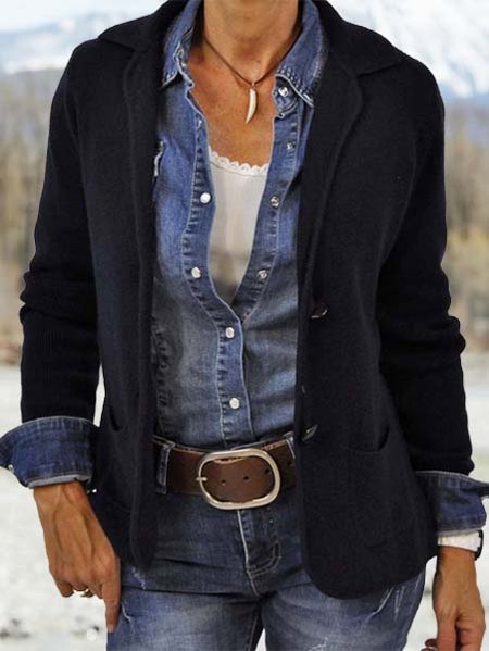 Casual Pockets Slim Fit Outerwear, Black, Coats
Casual Pockets Slim Fit Outerwear, Black, Coats