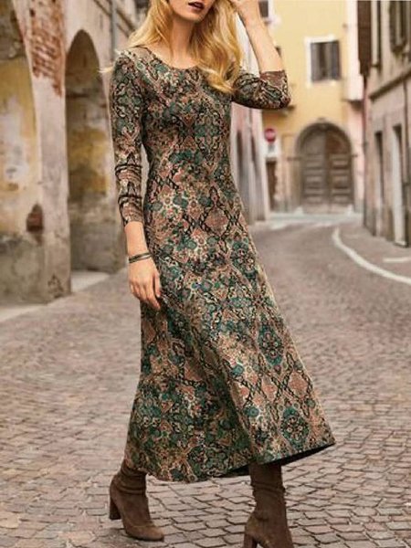 Vintage Geometrico Tribale Stampato Maniche Lunghe taglia grande Gonna Casuale, Multicolore, Maxi Dresses
Vintage Geometrico Tribale Stampato Maniche Lunghe taglia grande Gonna Casuale, Multicolore, Maxi Dresses