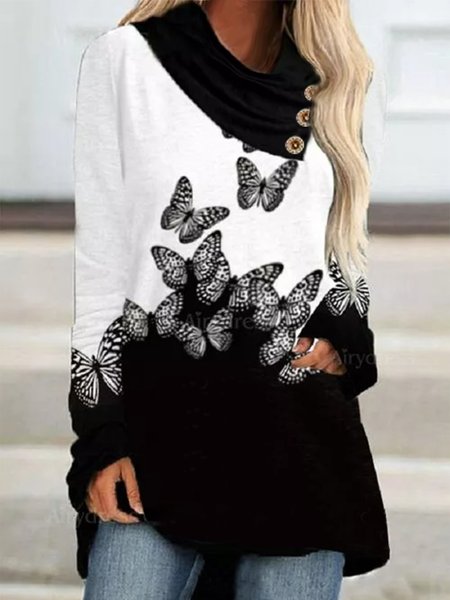 Regular Fit Casual Butterfly Color Block Shirts & Tops, Black-white, Long sleeve tops
Regular Fit Casual Butterfly Color Block Shirts & Tops, Black-white, Long sleeve tops