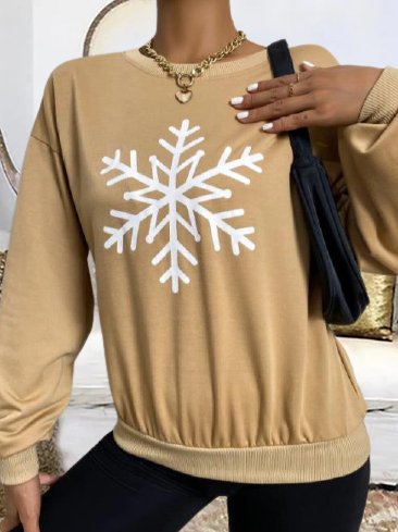 Christmas Snowflake Printed Crew Neck Sweatshirt, Khaki, Sweatshirts & Hoodies
Christmas Snowflake Printed Crew Neck Sweatshirt, Khaki, Sweatshirts & Hoodies