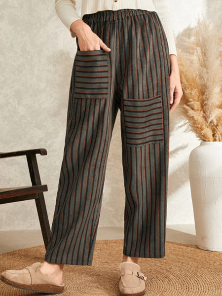 Geometric stripe loose straight elastic waist cropped casual pants, Multicolor, Pants
Geometric stripe loose straight elastic waist cropped casual pants, Multicolor, Pants