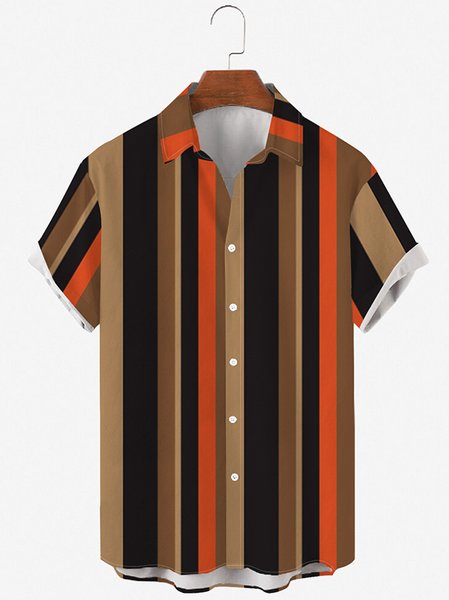 Mens Striped Print Round Hem Loose Short Sleeve Shirts, Brown, Men's Floral shirt
Mens Striped Print Round Hem Loose Short Sleeve Shirts, Brown, Men's Floral shirt