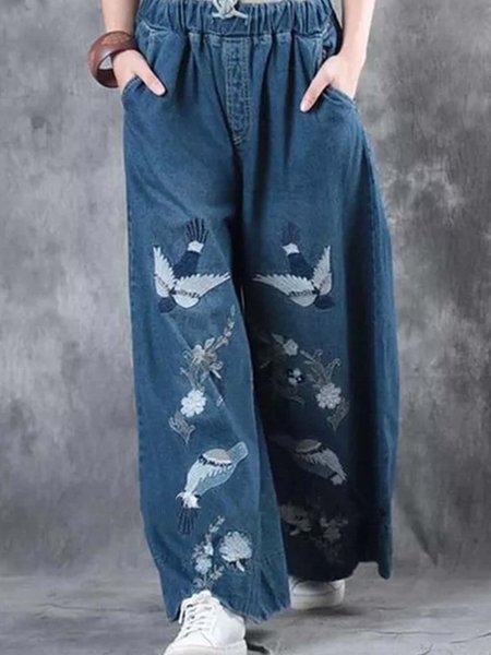 Vintage Solid Casual Loosen Pants, Blue, Pants
Vintage Solid Casual Loosen Pants, Blue, Pants