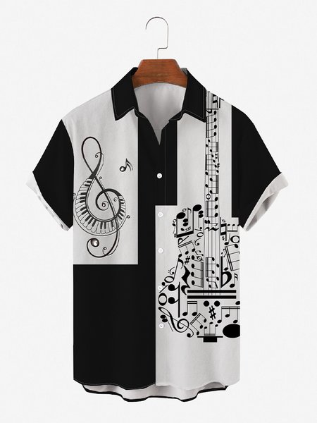 Mens Sheet Note Music Print Round Hem Loose Short Sleeve Hawaiian Shirts, White, Men's Floral shirt
Mens Sheet Note Music Print Round Hem Loose Short Sleeve Hawaiian Shirts, White, Men's Floral shirt