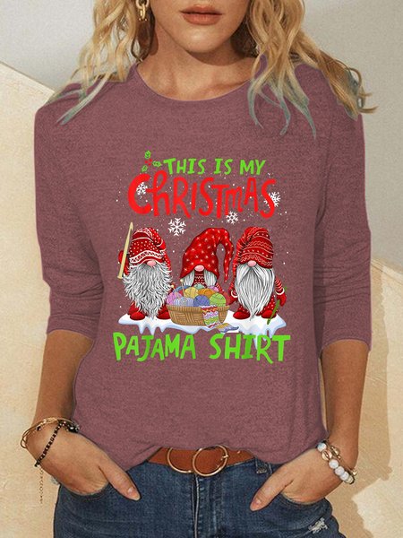 Christmas Goblin Print Crew Neck Long Sleeve Shirt, Red, Hoodies&Sweatshirts