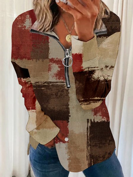 Vintage Color-block Geometric Printed Long Sleeves Plus Size Casual Tops, Multicolor, Tops
Vintage Color-block Geometric Printed Long Sleeves Plus Size Casual Tops, Multicolor, Tops