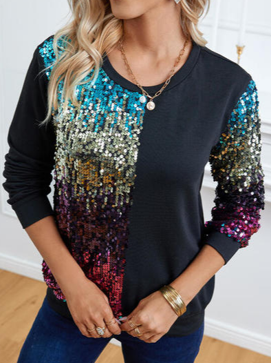 Casual Regular Fit Ombre Sweatshirt, Black, Sweatshirts & Hoodies