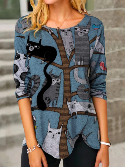 Regular Fit Simple Shirts & Tops, Blue, T-Shirts