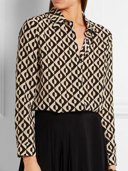 Work Date Regular Fit Elegant Geometric Tops, As picture, Blouses and Shirts