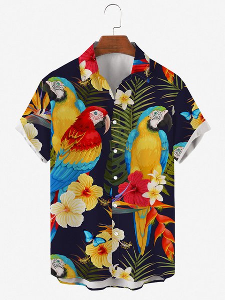 Mens Tropical True Parrots Print Round Hem Loose Short Sleeve Shirts, Blue, Shirts & Blouse
Mens Tropical True Parrots Print Round Hem Loose Short Sleeve Shirts, Blue, Shirts & Blouse