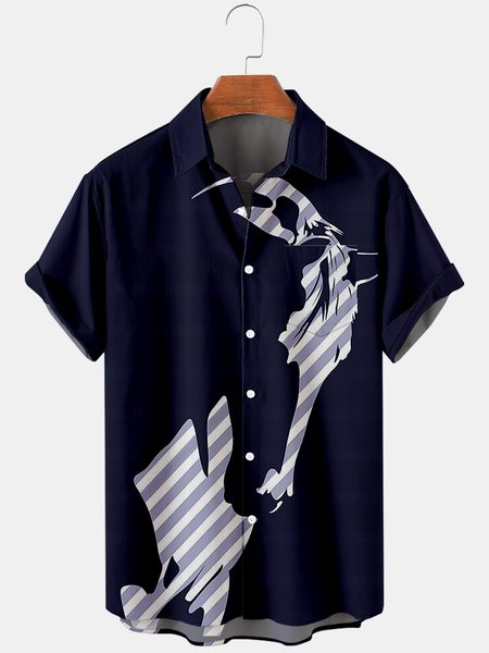 Casual Animal Shirts, Purplish blue, Men's Floral shirt