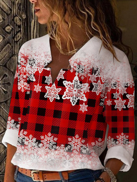 Long sleeve V-neck petal collar geometric gradient Snowflake Christmas shirt women's shirt, Red, Long sleeve tops
Long sleeve V-neck petal collar geometric gradient Snowflake Christmas shirt women's shirt, Red, Long sleeve tops