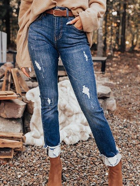 Long sleeved plain color patterned high elastic fit cropped jeans accessory not included, Blue, Pants
Long sleeved plain color patterned high elastic fit cropped jeans accessory not included, Blue, Pants