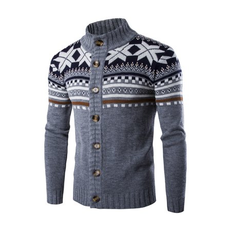 Men's Christmas Cardigan Sweater Jacket, Light gray, Sweater